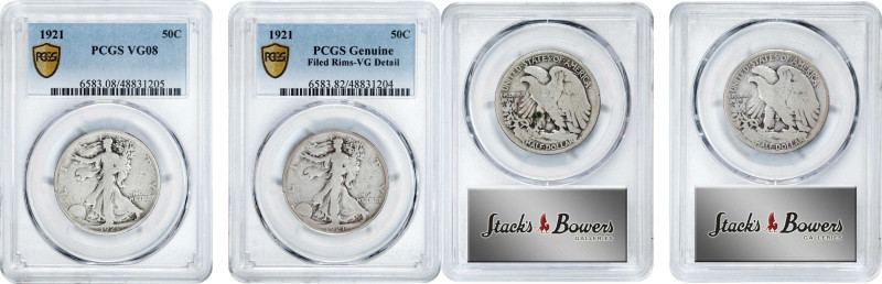 Lot of (2) VG 1921 Walking Liberty Half Dollars. (PCGS).
Included are: 1921 VG-...