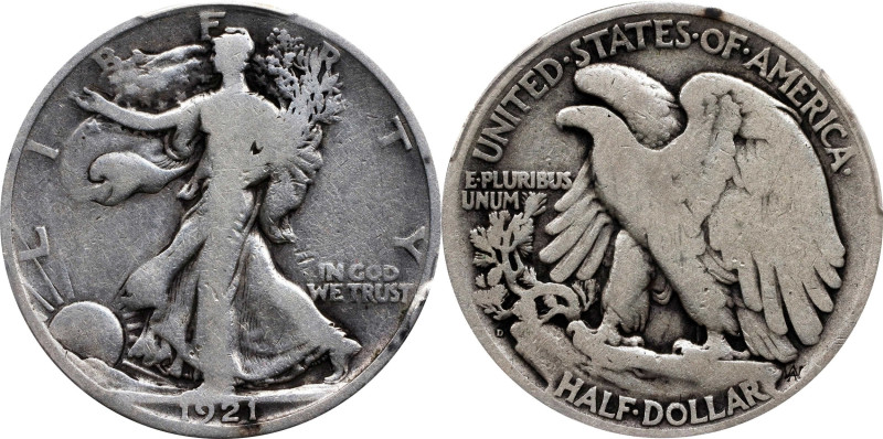 1921-D Walking Liberty Half Dollar. Good Details--Cleaned (PCGS).
PCGS# 6584. N...