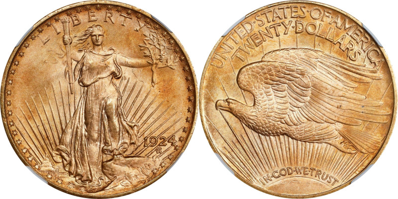 1924 Saint-Gaudens Double Eagle. MS-66 (NGC).
PCGS# 9177. NGC ID: 26G7.