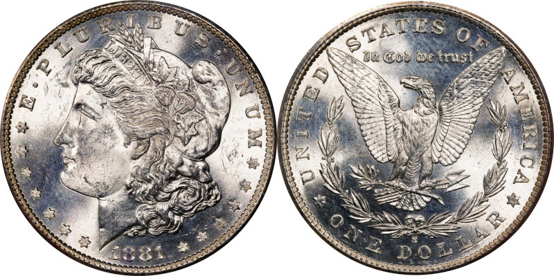 1881-S Morgan Silver Dollar. MS-64 (PCGS). OGH Generation 1.2 Rattler.
PCGS# 71...