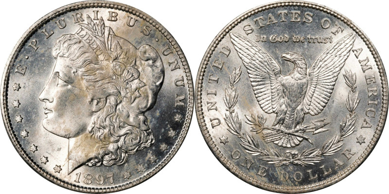 1897-S Morgan Silver Dollar. MS-63 (PCGS). OGH Generation 1.2 Rattler.
PCGS# 72...