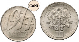 Próba MIEDZIONIKIEL 10 złotych 1967 Rewolucja Październikowa