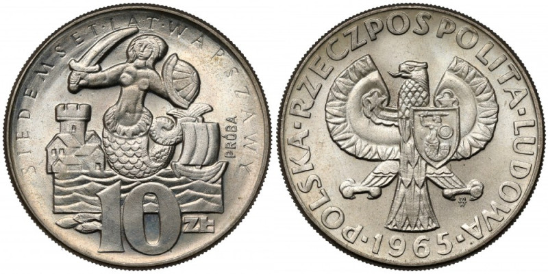 Próba CuNi 10 złotych 1965, 700 lat Warszawy - Syrena Reference: Parchimowicz P....