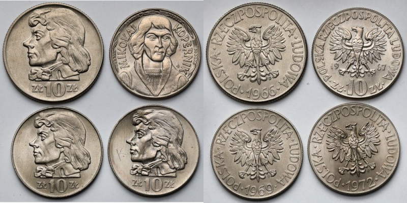 10 złotych 1966-1972 Kopernik i Kościuszko - zestaw (4szt)