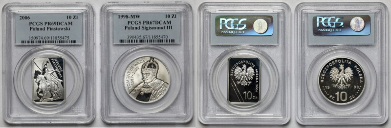 10 złotych 1998 i 2006 Zygmunt III Waza, Piastowski - zestaw (2szt)