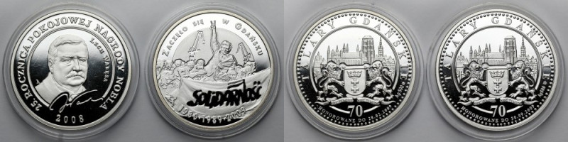 Gdańsk, 70 talarów 2008-2009 - Lech Wałęsa i Solidarność (2szt) 2x 15g Ag.500
...