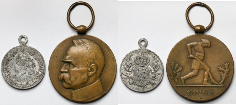 II RP, Medal Dziesięciolecia Odzyskanej Niepodległości 1918-1928 i medalik patri...