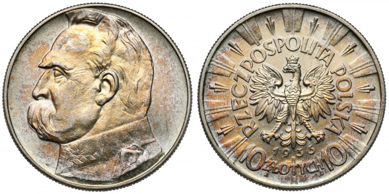 Piłsudski 10 złotych 1936 Lekkie przetarcia, piękny.&nbsp; Reference: Chałupski ...