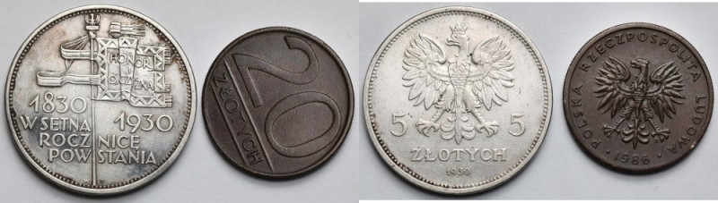 Sztandar 5 złotych 1930 i 20 złotych 1986 (skrętka) - zestaw (2szt) W zestawie s...