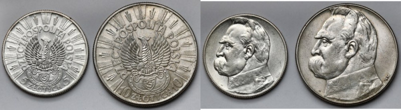 Strzelecki, Piłsudski 5 i 10 złotych 1934 - zestaw (2szt) 
Grade: XF/2, 2+