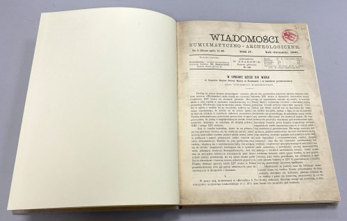 Wiadomości Numizmatyczno-Archeologiczne 1900-1904 - część w późniejszych odbitka...