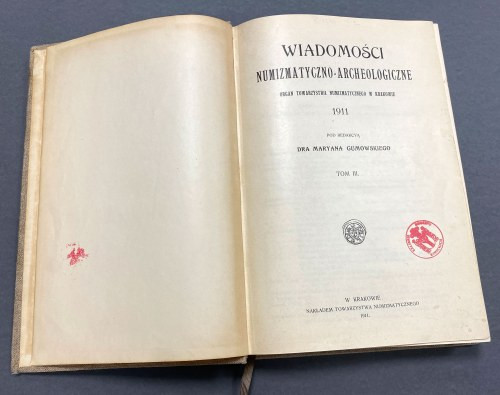 Wiadomości Numizmatyczno-Archeologiczne 1911-1912 Rzadkie roczniki. Kompletne i ...