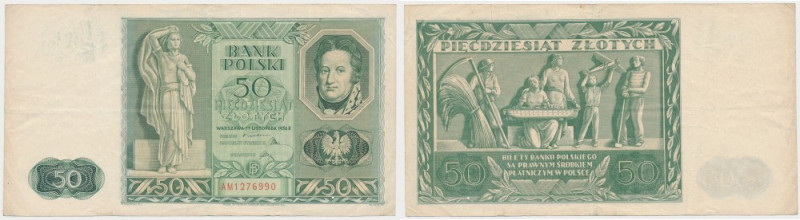 50 złotych 1936 Dąbrowski Naturalny.&nbsp; Reference: Miłczak 77a
Grade: VF+