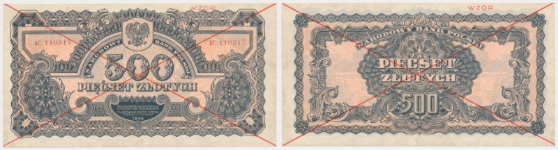 500 złotych 1944 ...owym - WZÓR - AC Rzadki wzór z klauzulą 'obowiązkowym'. Refe...