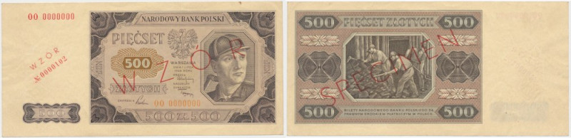 500 złotych 1948 - WZÓR - 00 0000000 - No.0000102 Reference: Miłczak 140Wc
Grad...