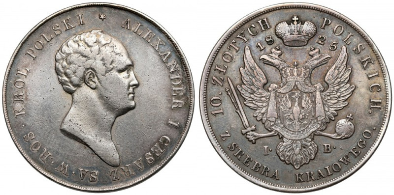 10 złotych polskich 1825 IB - b.rzadkie Jeden z najtrudniejszych do pozyskania r...