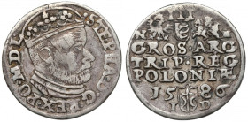 Stefan Batory, Trojak Olkusz 1586 NH - Howel