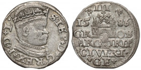 Stefan Batory, Trojak Ryga 1586 - krzyżyki