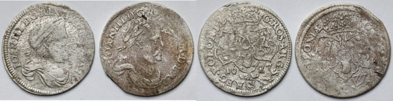 Jan III Sobieski, Szóstak Bydgoszcz 1677 - 2 odmiany (2szt) Zestaw dwóch odmian ...