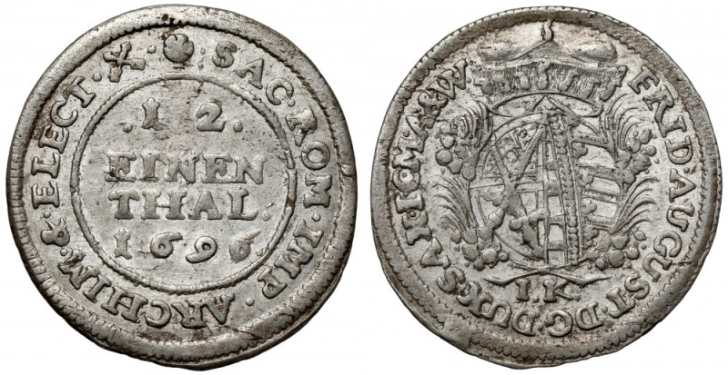 Saksonia, Friedrich August, 1/12 talara 1696 IK, Drezno Bardzo ładna, rzadsza 1/...