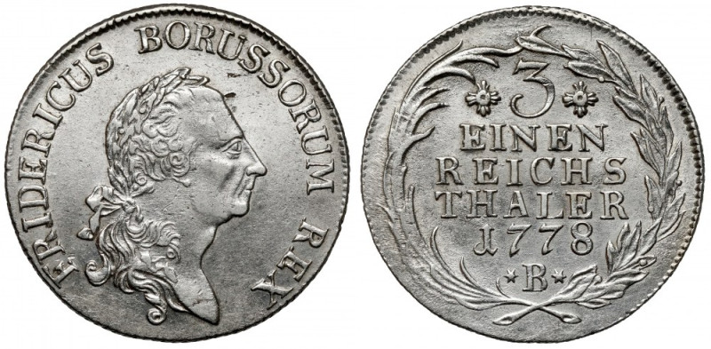 Śląsk, Fryderyk II Wielki, 1/3 talara 1778-B, Wrocław Lekko nabłyszczone, ładne ...