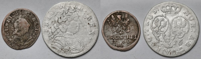 Śląsk, 2 greszle Wrocław 1748 AHE i pruski szóstak 1716 - zestaw (2szt) 
Grade:...