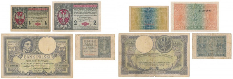 Zestaw banknotów polskich 1916-1941 (4szt) 
Grade: +/F-