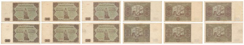 1.000 złotych 1947 - pakiet ładnych, nie mocno obiegowych (6szt) Ładne, naturaln...