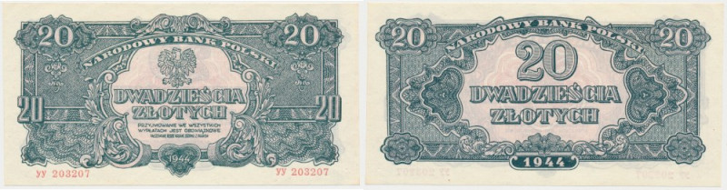 20 złotych 1944 ...owe - YY Dziurka w prawym, dolnym rogu.&nbsp; Reference: Miłc...