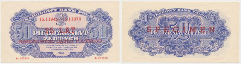 50 złotych 1944 ...owe - nadruk SPECIMEN / 25 lat NBP Reference: Miłczak 117x
G...