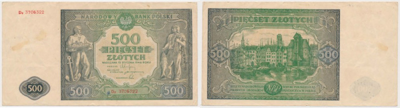 500 złotych 1946 - Dz - seria zastępcza Ładny, naturalny.&nbsp; Reference: Miłcz...