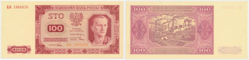 100 złotych 1948 - KR Nagniotka na prawym marginesie.&nbsp; Reference: Miłczak 1...