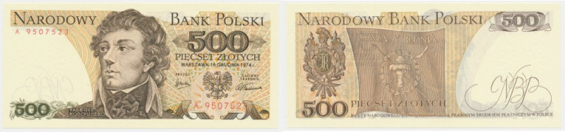 500 złotych 1974 - A Dwie małe nagnioteczki w polu.&nbsp; Piękny i naturalny.&nb...