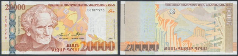 Armenia, 20.000 Dram 2007 Poziome odciski, możliwe że po przejściu przez maszynę...