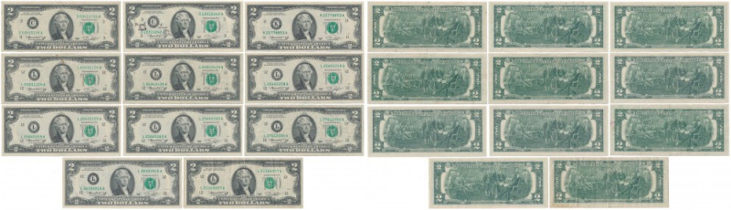 USA, 2 Dollars 1976 (11pcs) 5 szt. w st.3+,&nbsp; 3 szt. w st.2/2+,&nbsp; 3 szt....