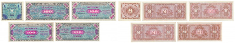 Germany, Allied Occupation WWII, 1 & 4x 100 Mark 1944 (5pcs) 1 szt. w 3+ (100 mk...