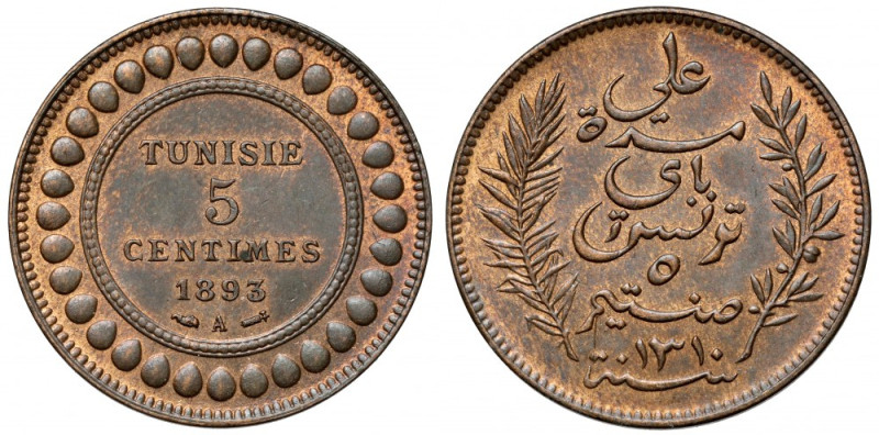 Tunezja, 5 centimes 1893-A Reference: KM19
Grade: XF+