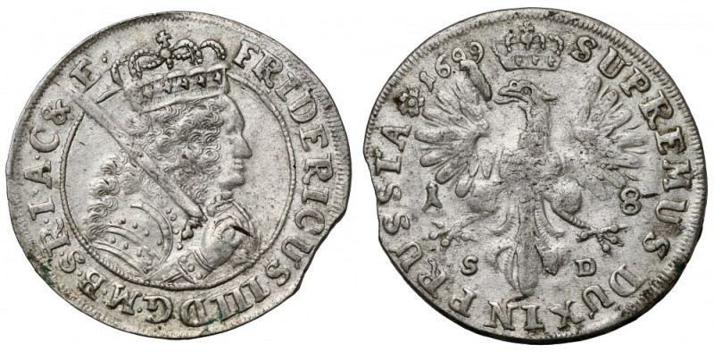 Prusy-Brandenburgia, Friedrich III, Ort 1699 SD, Königsberg Ładny 

Grade: XF-...