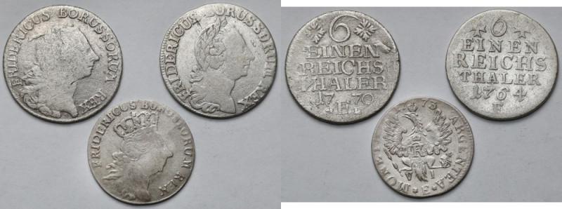 Prusy, 1/6 talara 1764-1770 i szóstak 1773 - zestaw (3szt)