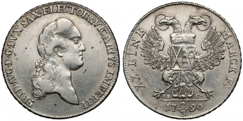 Saksonia, Friedrich August III, 2/3 talara 1790 IEC Lekko przepolerowane (cleane...