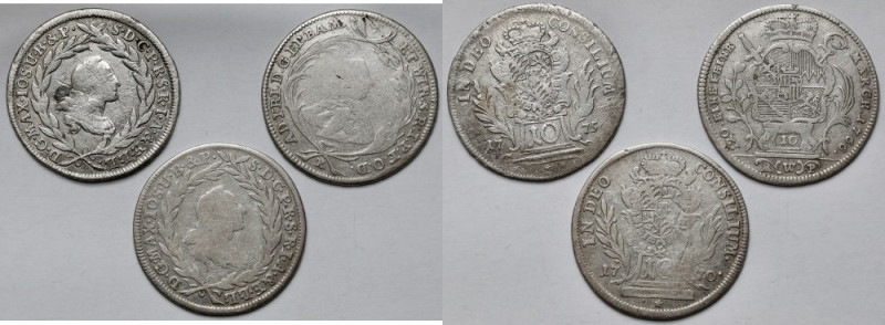 Niemcy, 10 krajcarów 1766-1775 - zestaw (3szt)