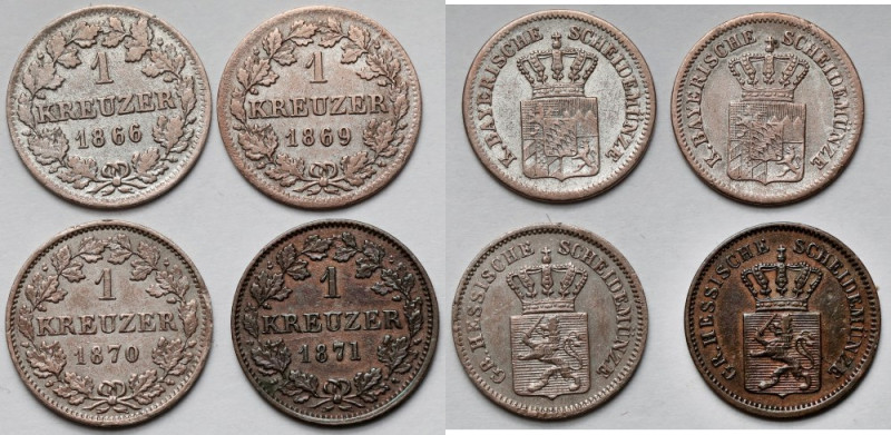 Bayern i Hessen, Krajcar 1866-1871 - zestaw (4szt)