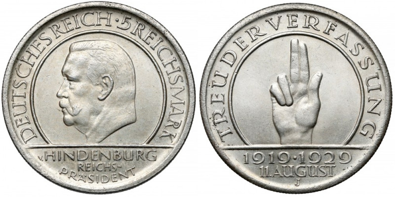 Weimar, 5 marek 1929-D - Treu Der Verfassung Reference: Jaeger 341
Grade: XF