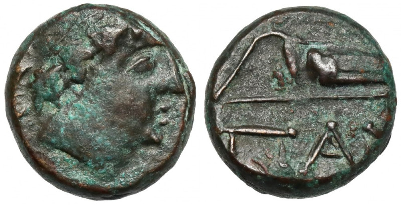 Greece, Thrace / Chersonesus, Pantikapaion, AE11 (II century BC) Obverse: Head o...