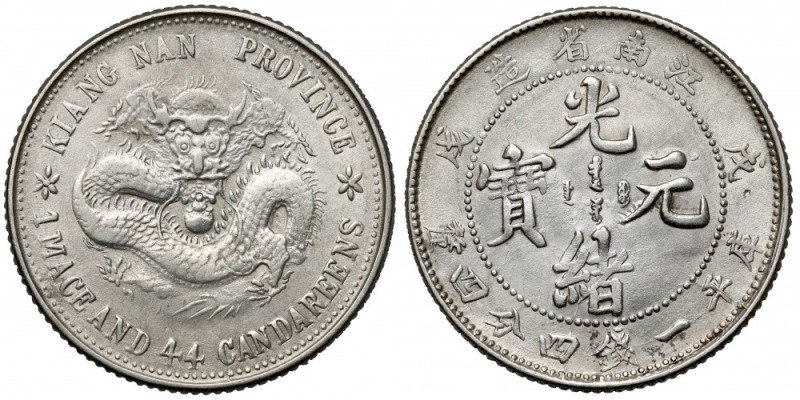 Chiny, Kiangnan, 20 fen rok 35 (1898) Srebro, średnica 23 mm, waga 5,47 g.&nbsp;...