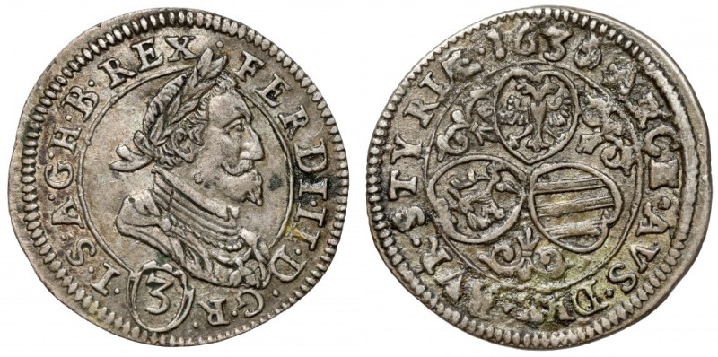 Austria, Ferdynand II, 3 krajcary 1636, Graz Bardzo ładna prezencja. 

Grade: ...