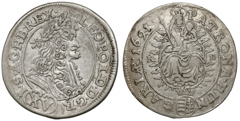 Węgry, Leopold I, 15 krajcarów 1691 KB, Kremnica 
Grade: VF+