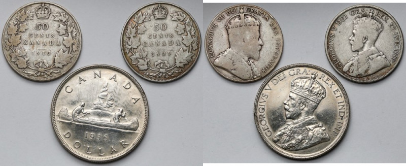 Kanada, 50 centów i Dolar 1910-1936 - zestaw (3szt)