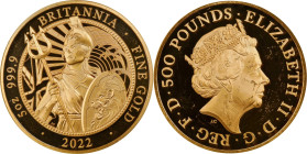 2022 Britannia 5oz Gold 500 Pounds. Commemorative Series. Queen Elizabeth II. Trial of the Pyx Test Piece. #1 of 5. Jessopp Facsimile Signature Label....