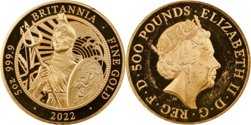 2022 Britannia 5oz Gold 500 Pounds. Commemorative Series. Queen Elizabeth II. Tr...